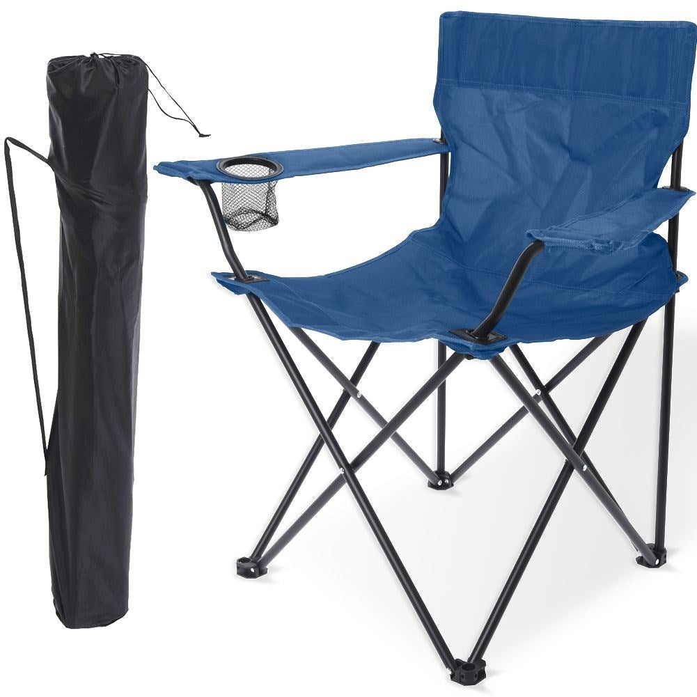 Folding camping chair for beach and fishing, durable metal frame