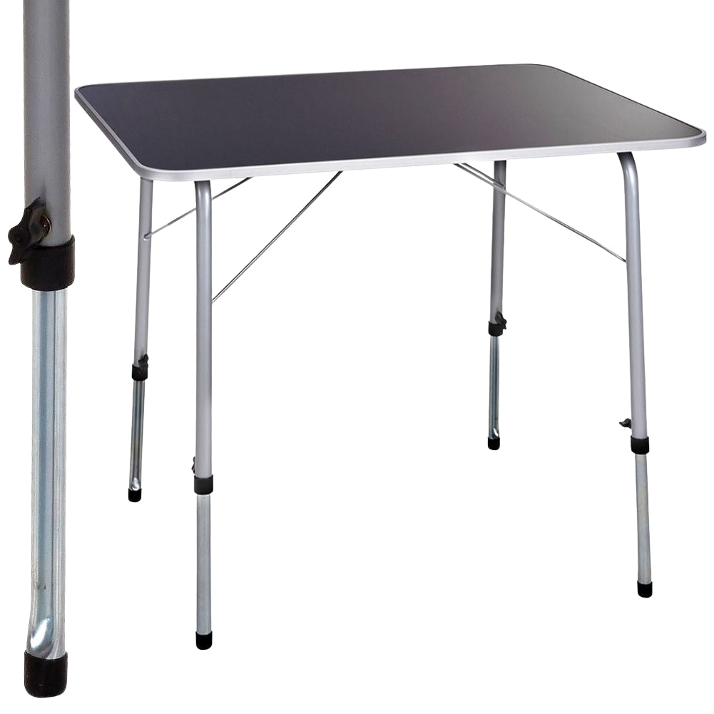 Folding camping table for travel, weatherproof, metal legs