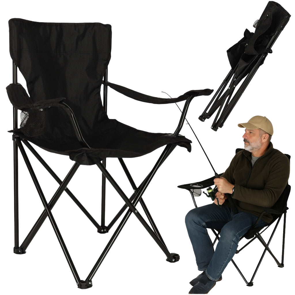 Folding fishing touring chair black