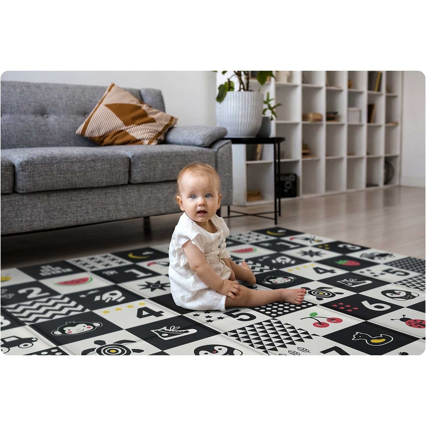 Folding foam mat 200 x 180 x 1 cm Nukido NK-340 Ocean & Numbers