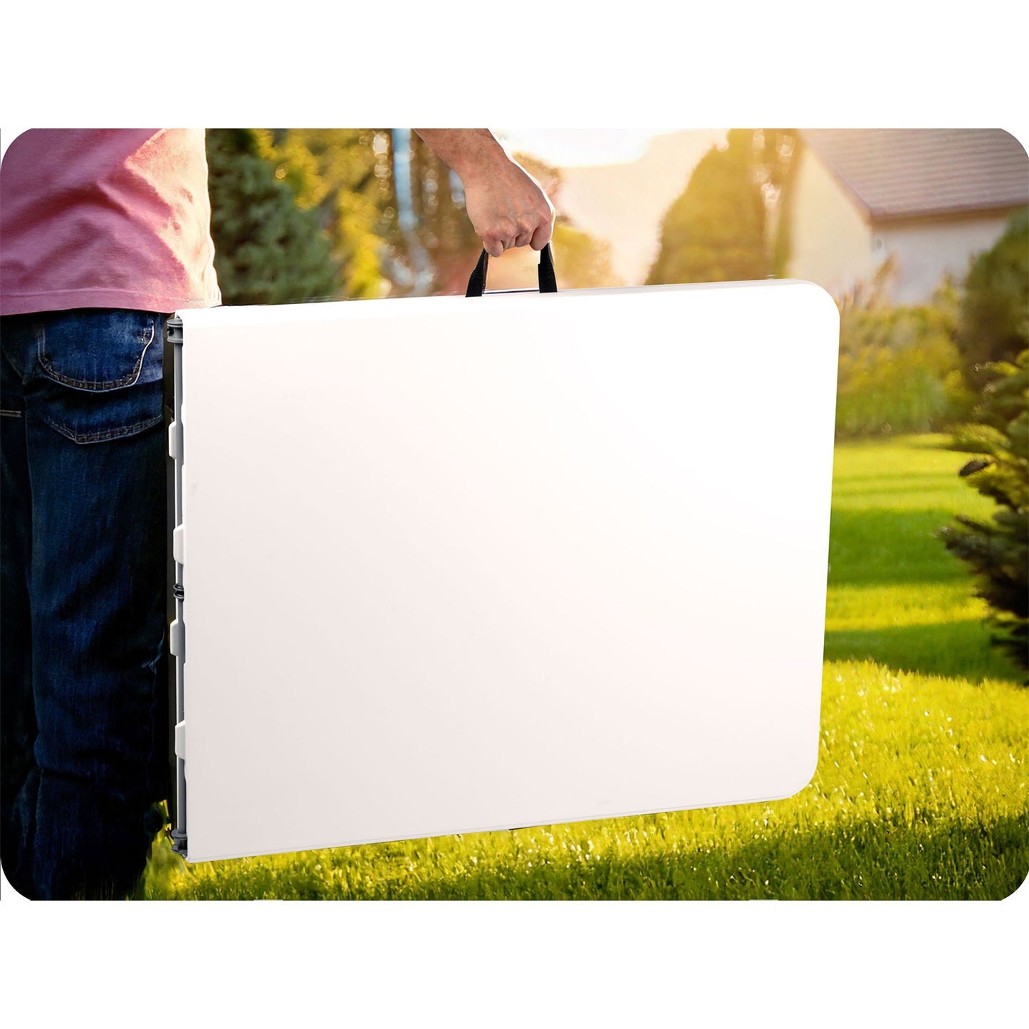 Folding garden catering table 244 cm Plonos white