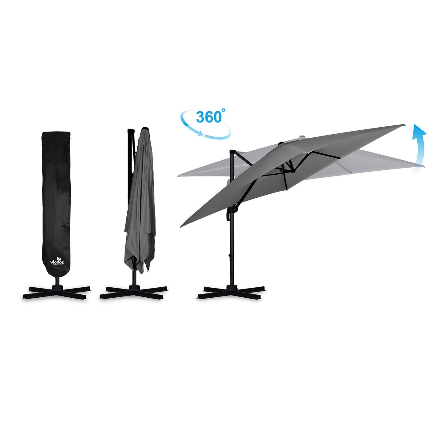 Folding garden umbrella 8 segments 420 cm with cover Plonos PL-883