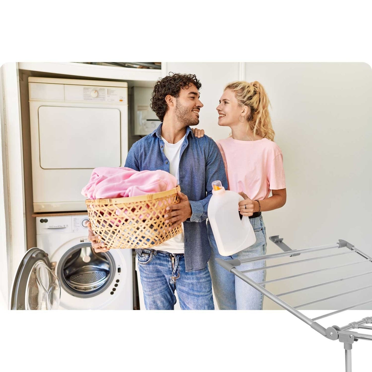 Fold-out drying rack Lydia 27 m in Stainless Steel