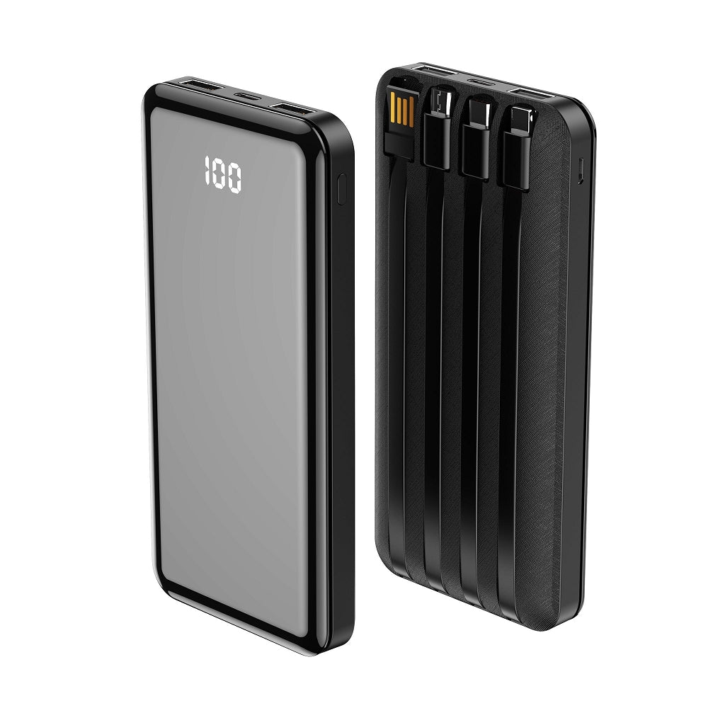 Forever TB-411 Powerbank with USB-C + Lightning + Micro-USB Cables - 10000mAh