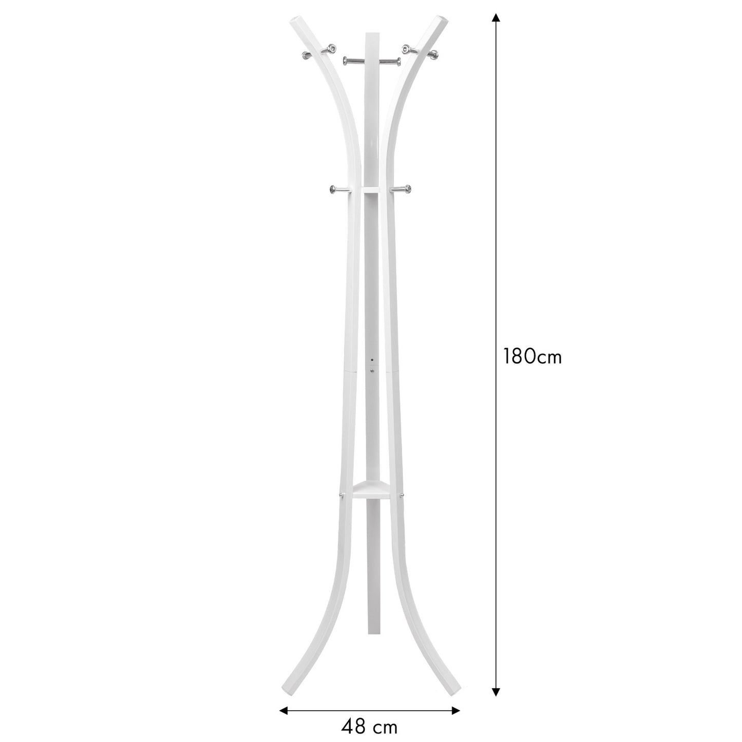Freestanding Metal Clothes Rack, 12 Hooks, White