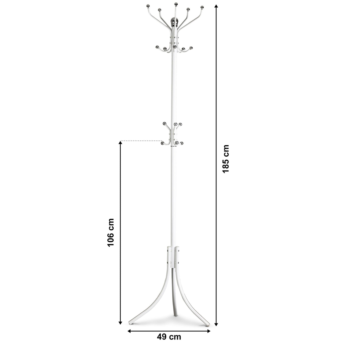 Freestanding clothes hanger with 16 hooks, white