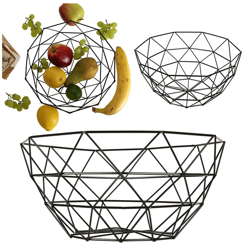 Fruit basket vegetable bowl large metal bowl black