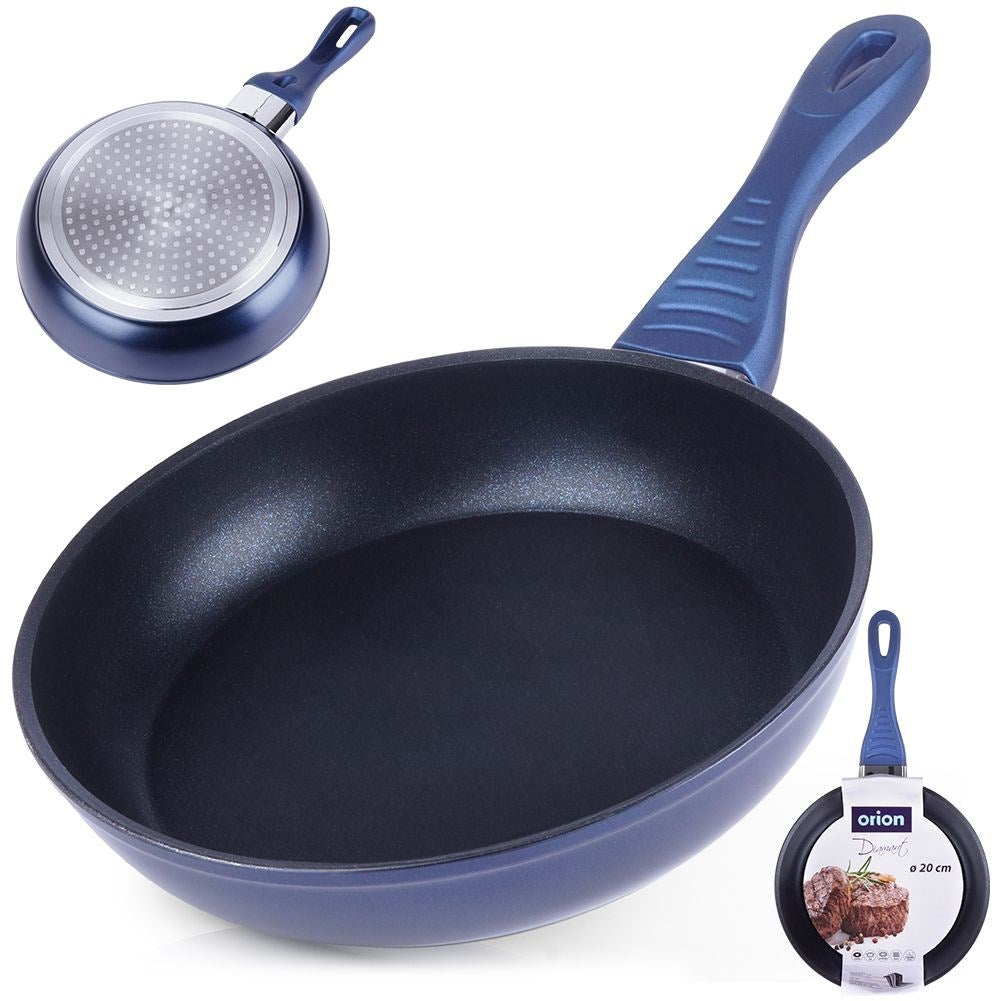Frying pan with ceramic coating and diamond crystals