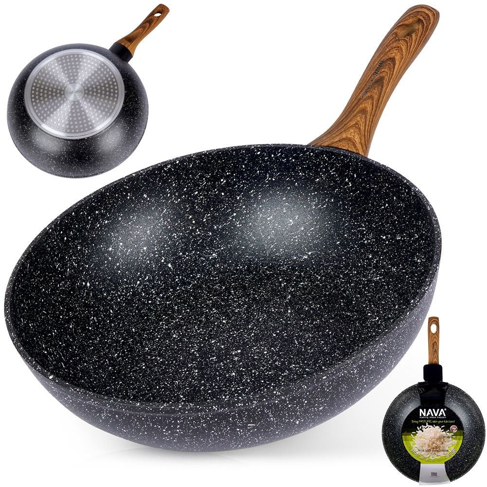 Frying pan with non-stick granite, fits all stoves, dishwasher safe