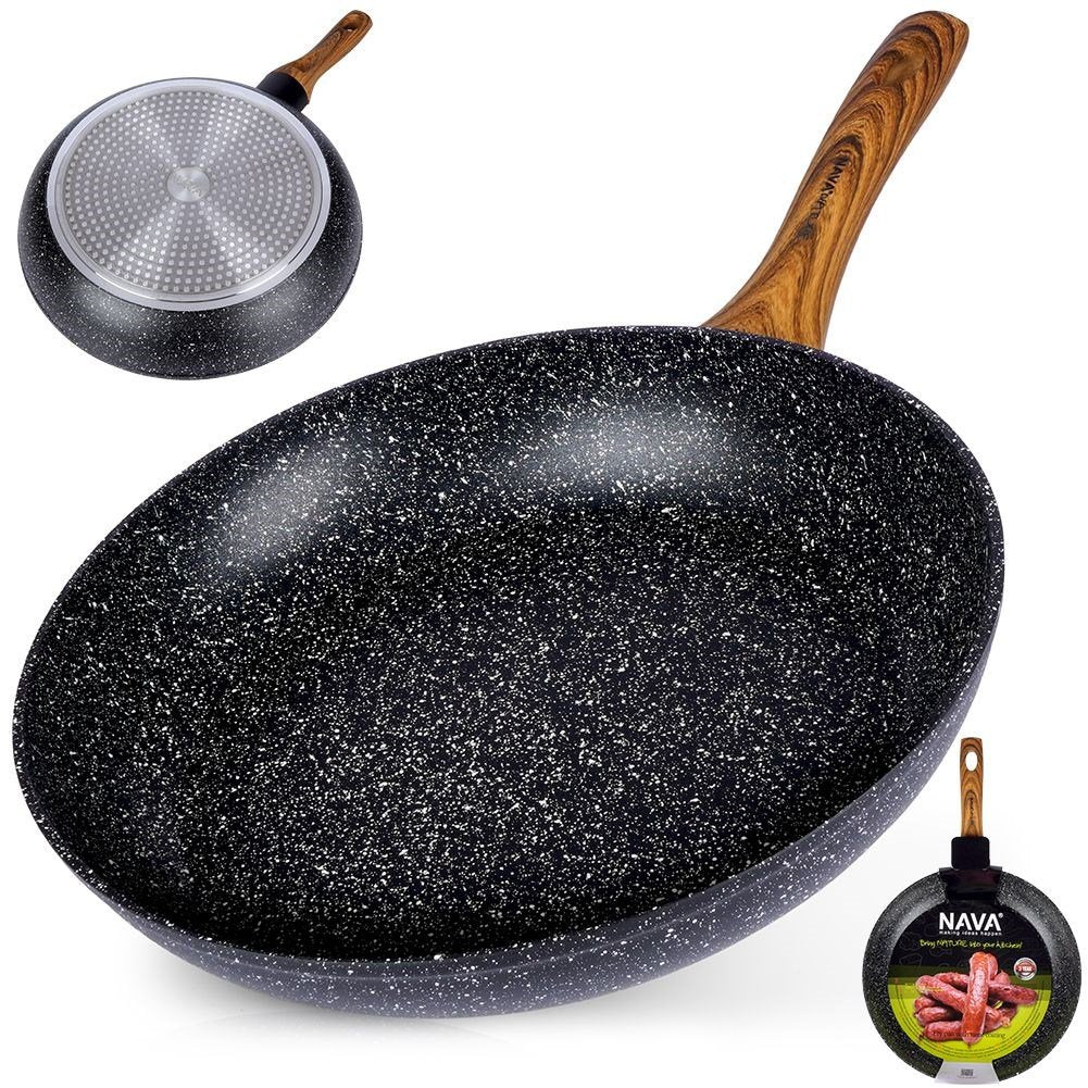 Frying pan with non-stick granite surface, for all stoves and dishwashers.