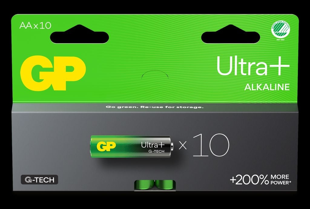 GP Ultra Plus Alkaline AA Battery, 15AUP/LR6, 10-pack
