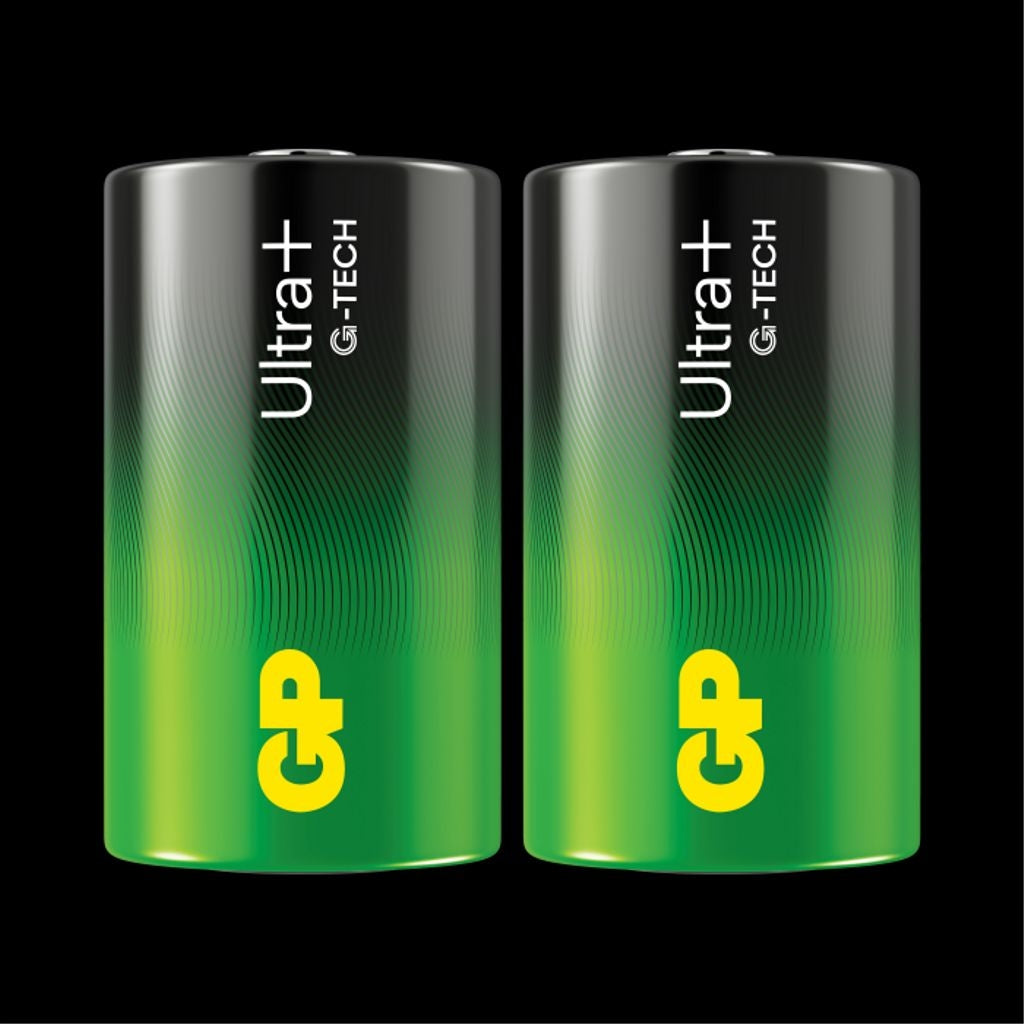 GP Ultra Plus Alkaline D battery, 13AUP/LR20, 2-pack