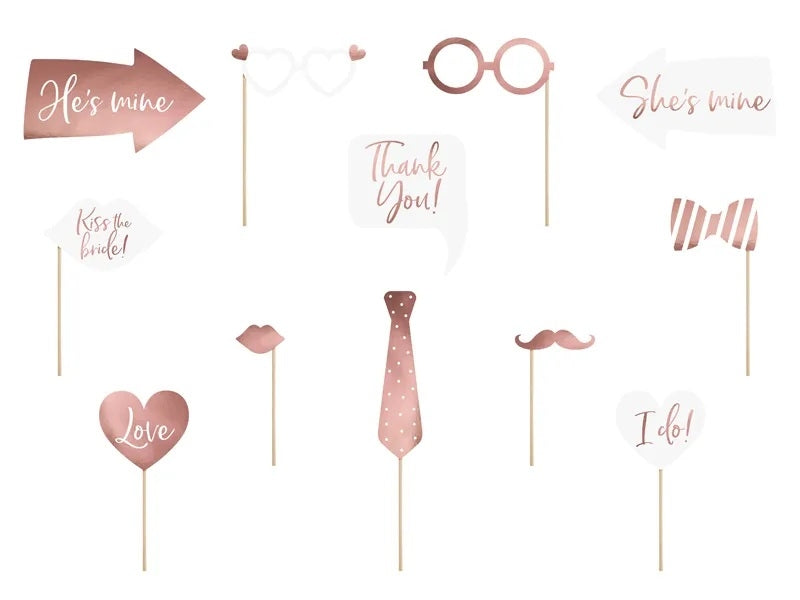 Gadgets photo props for wedding white pink heart 12 items