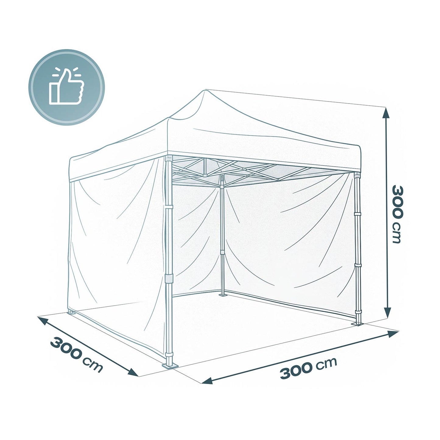 Garden Pavilion 3x3m Beige with 3 Walls, Waterproof