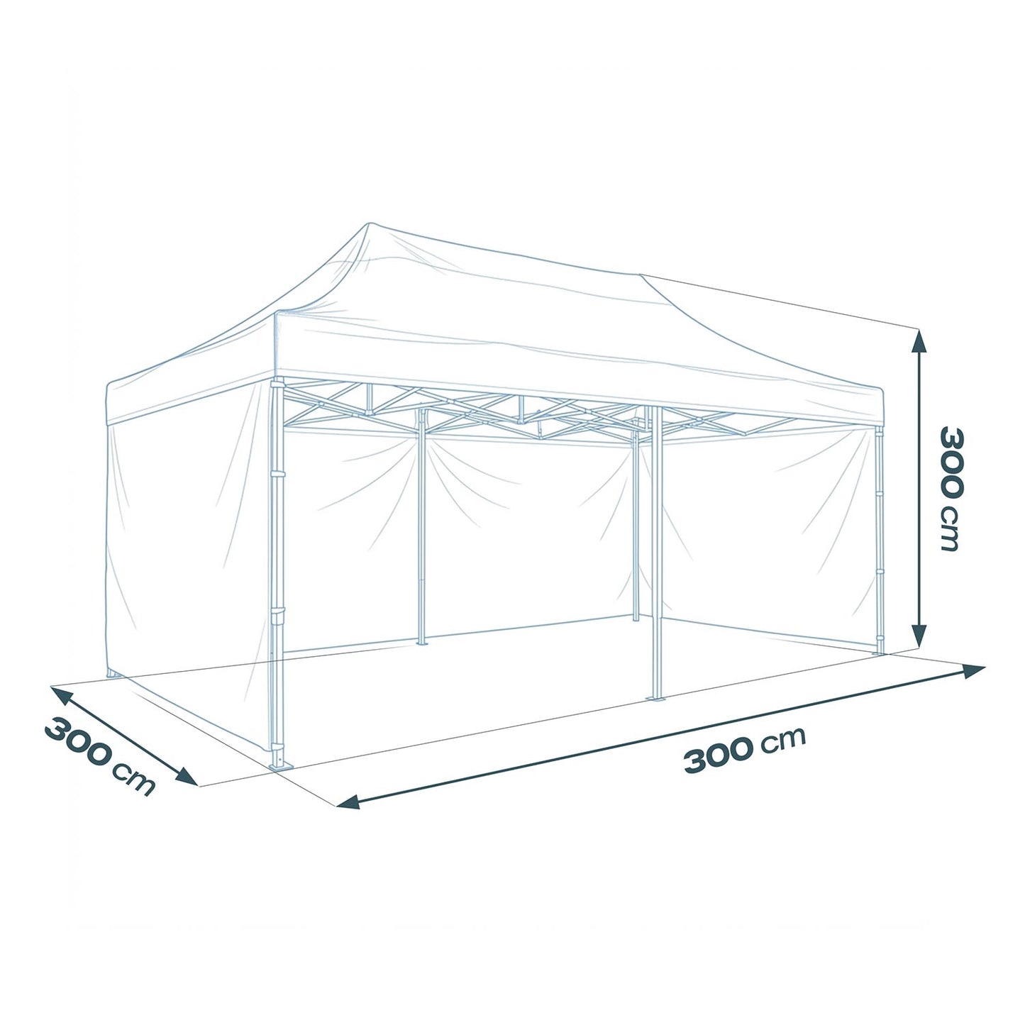 Garden Pavilion 3x6m Green with 3 Walls, Waterproof