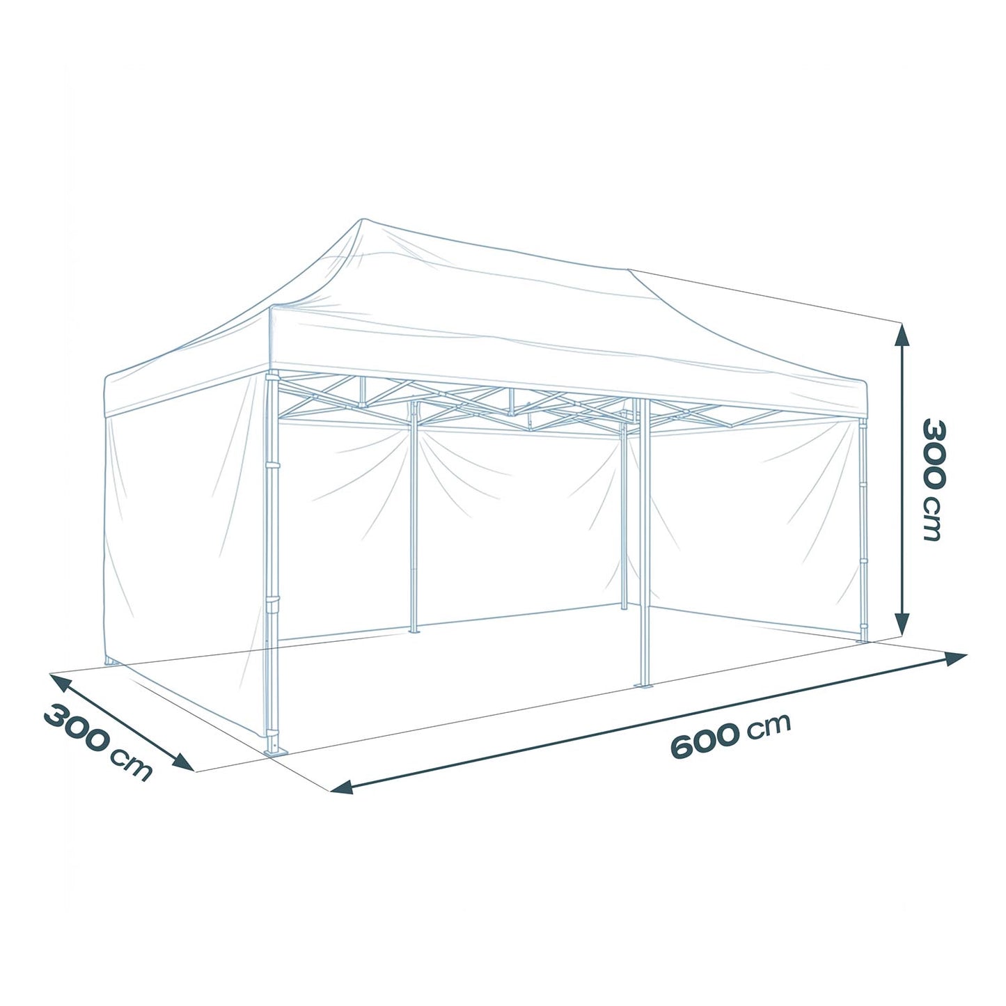 Garden Pavilion Tent 3x6m, White, 3 Walls, Waterproof