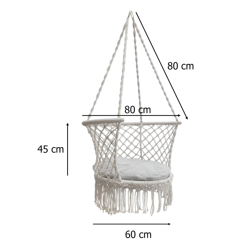 Garden Swing with Backrest, Grey, 80 cm, 150 kg Capacity