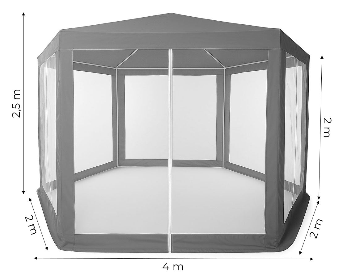 Garden Trade Pavilion Tent 2x2x2 m with Mosquito Net Grey MultiGarden