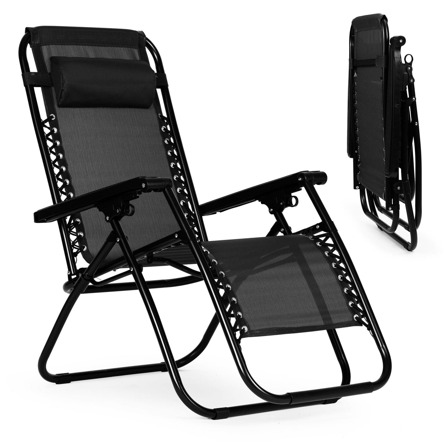 Garden armchair with adjustable backrest ZERO GRAVITY ModernHome - black