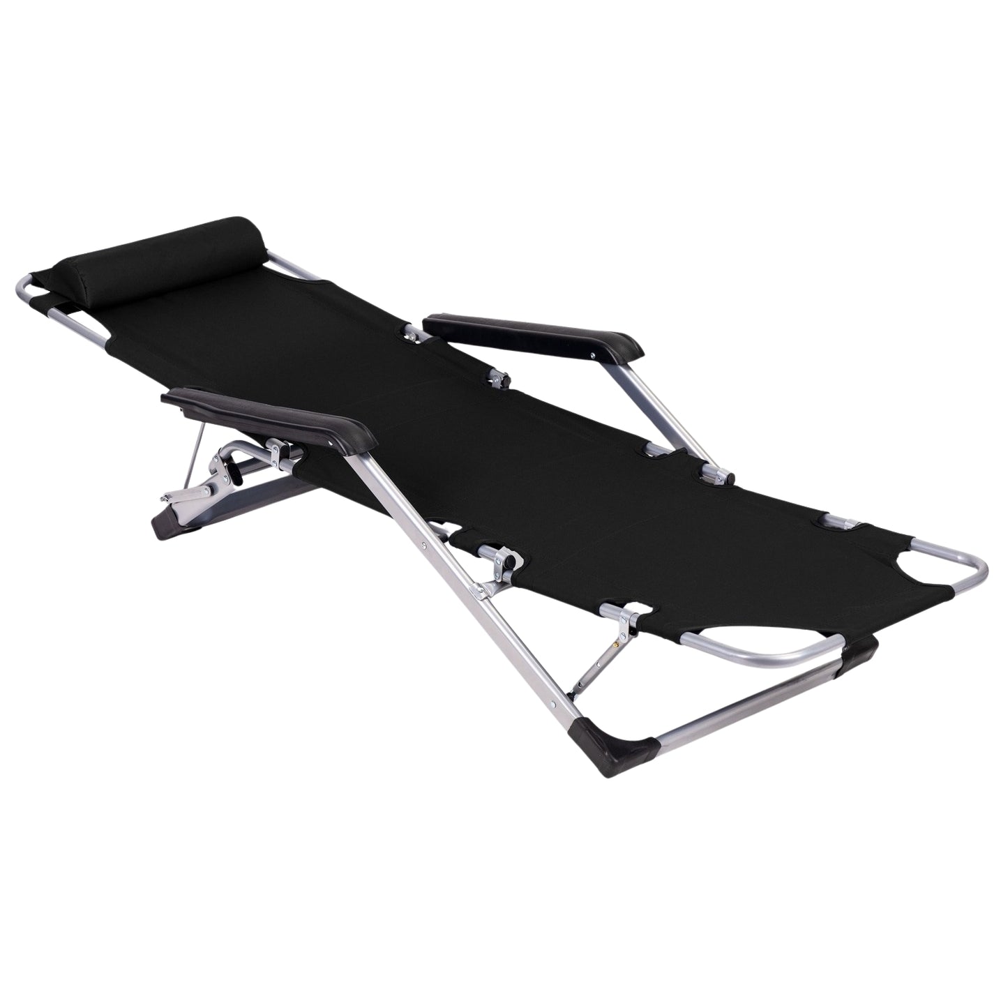 Garden beach chair lounger, foldable 2-in-1, black, MultiGarden