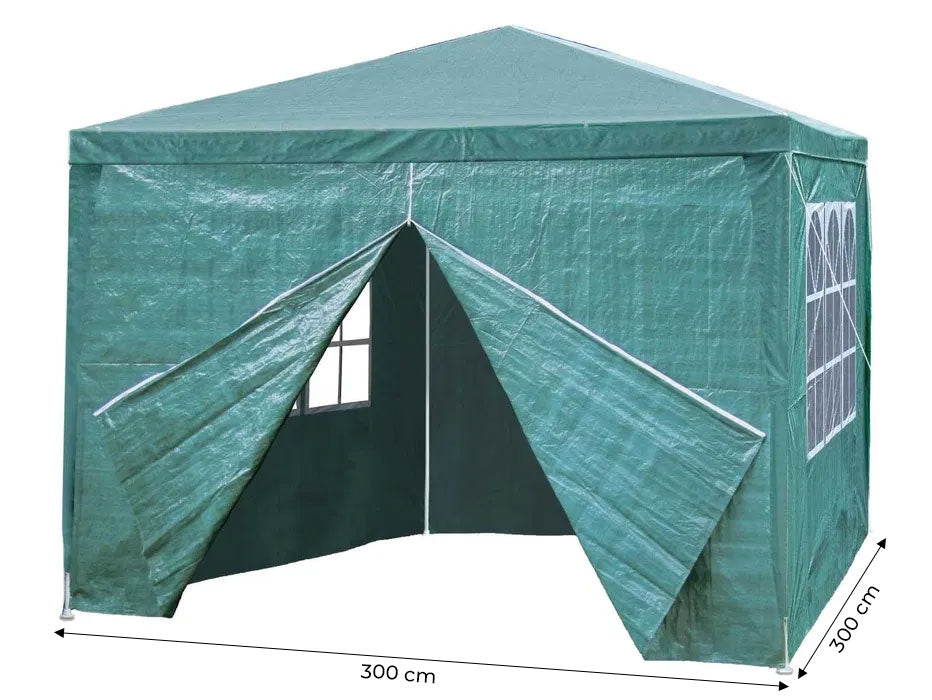 Garden commercial pavilion tent, 3x3 m, 4 walls, green, MultiGarden