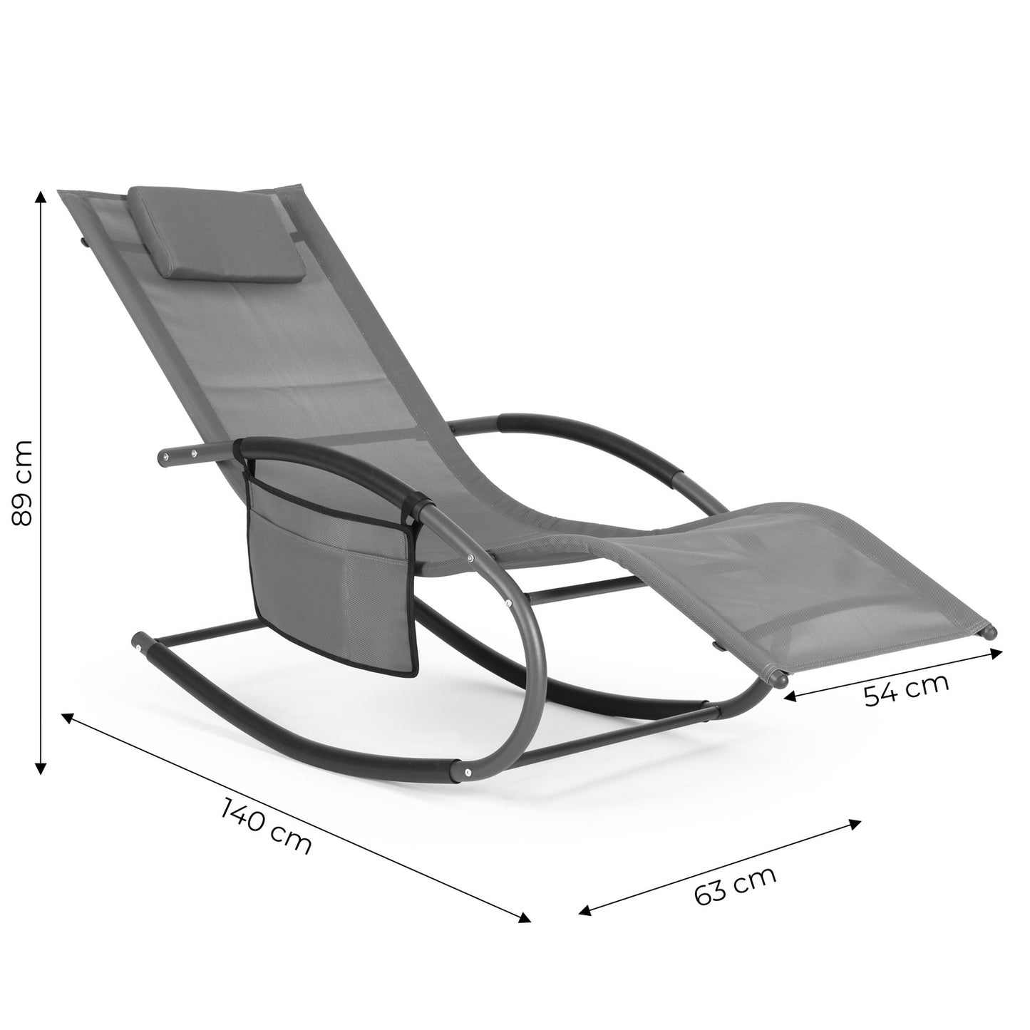 Garden deckchair, daybed, rocking chair, organizer, gray