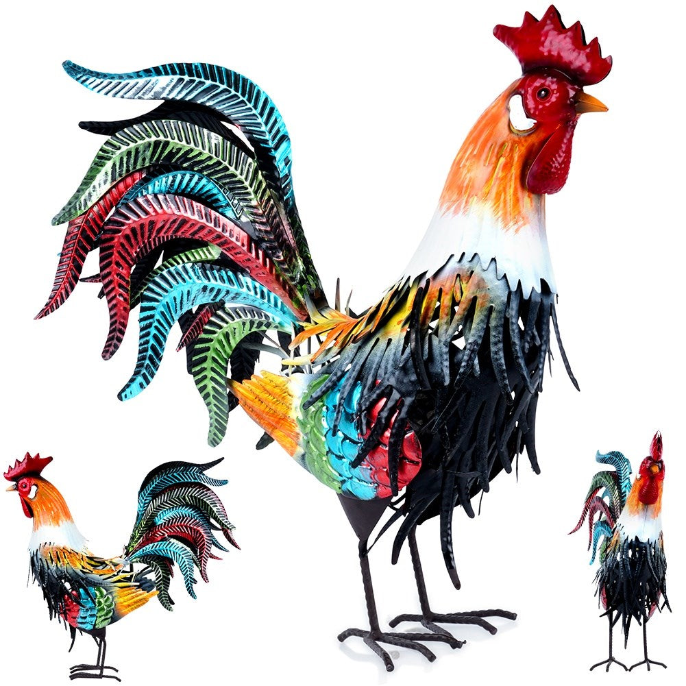 Garden figurine metal rooster 39x12x40 cm