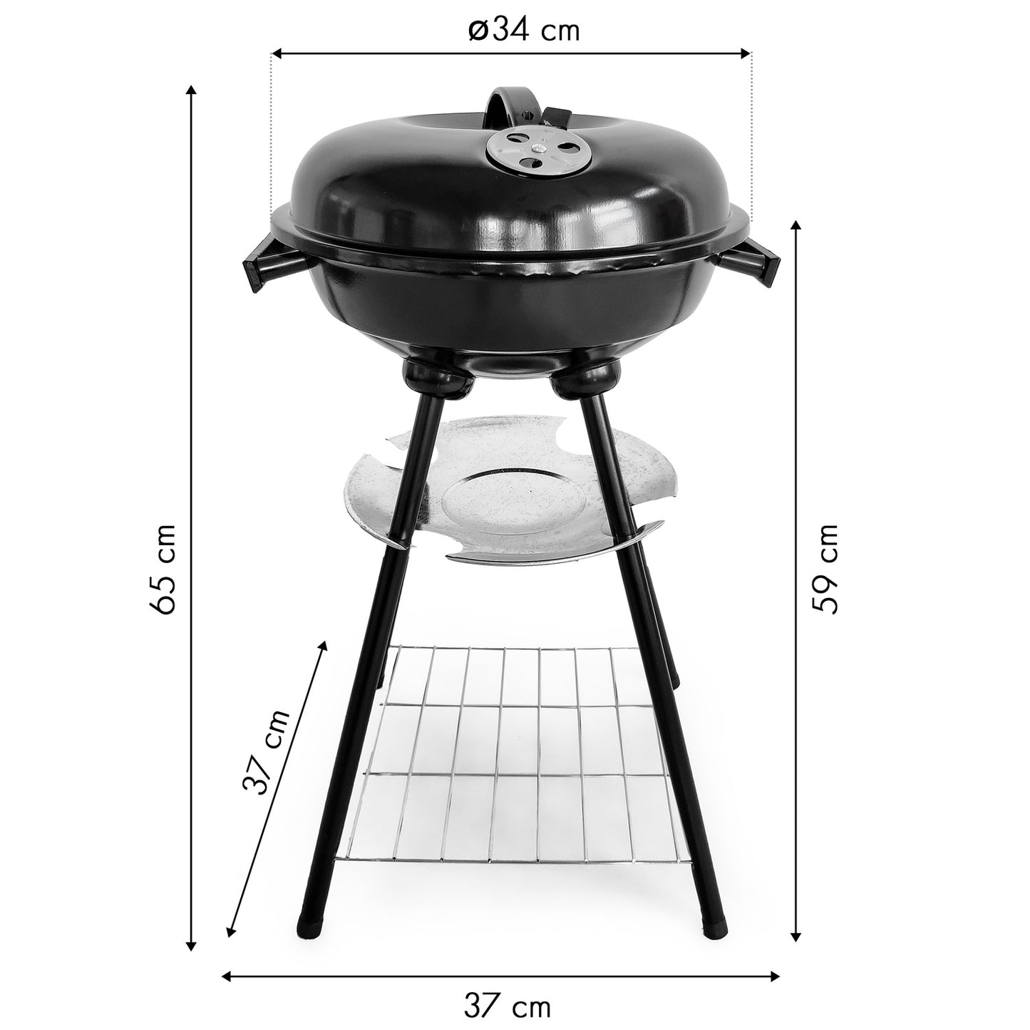 Garden grill with cover and ash pan