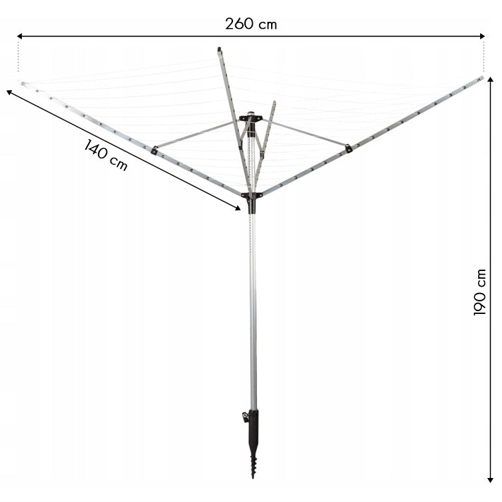 Garden laundry dryer 260 cm + auger