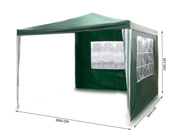 Garden pavilion + 2 walls 3 x 3m green Plonos