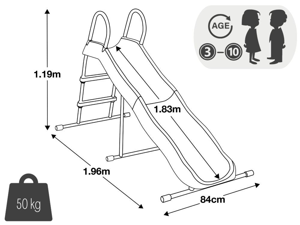 Garden slide for children 183 cm steel plastic - 44106 INTEX
