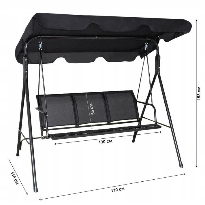 Garden swing for 3 people, adjustable roof, rocker