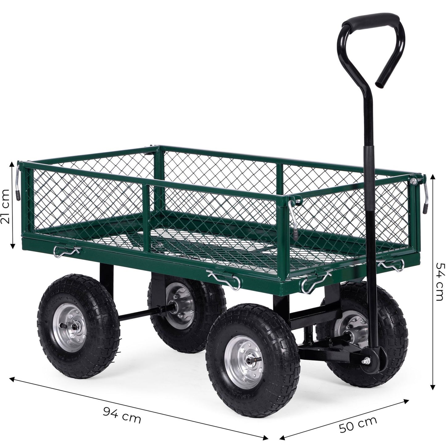 Garden transport cart, 200 kg, opening side panels, large inflatable wheels, MultiGarden