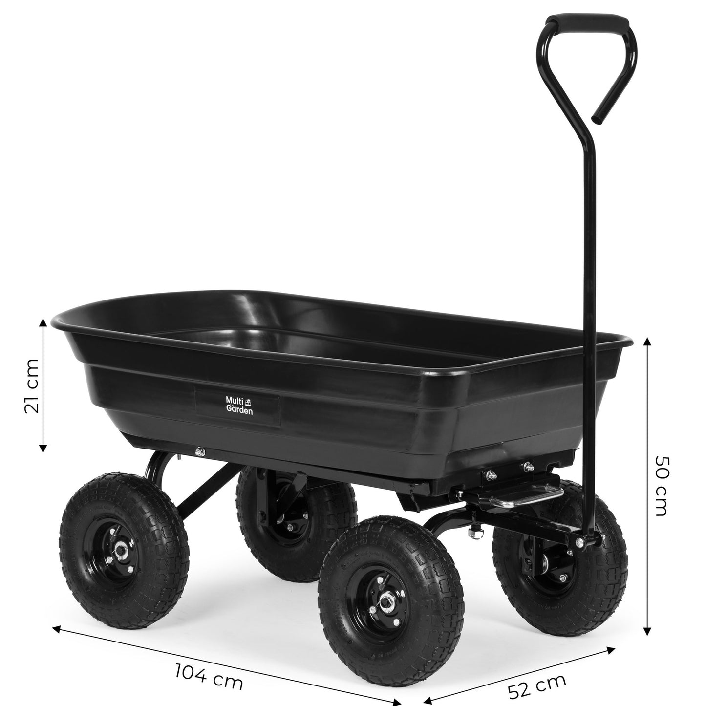 Garden transport cart, wheelbarrow, dump truck, 75L, 200 kg, large inflatable wheels, MultiGarden