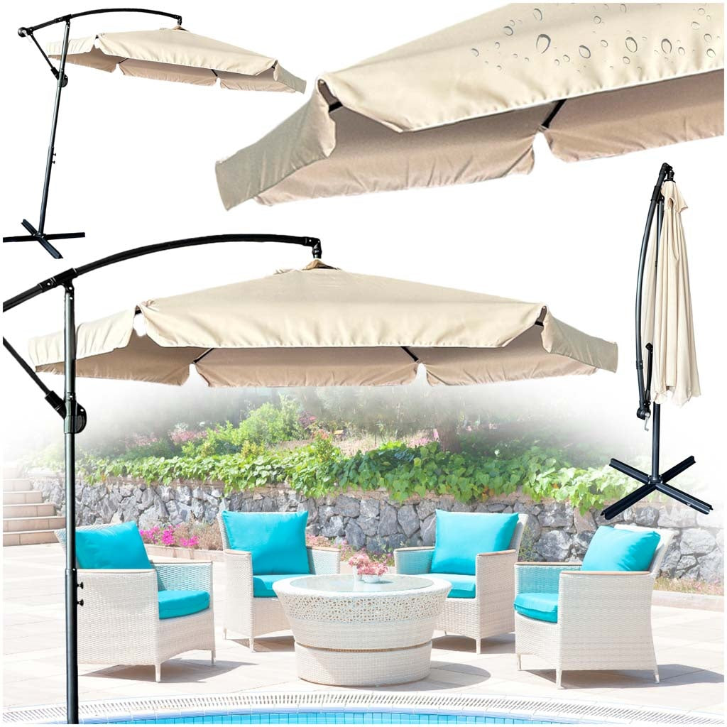 Garden umbrella with frame folding beige