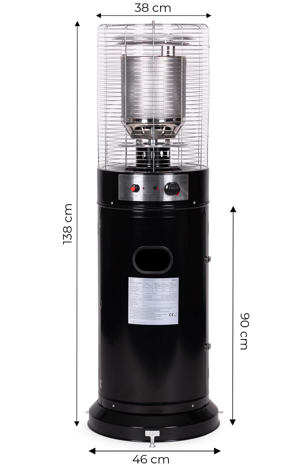 Gas Patio Heater 11 kW with Glass Tube & Cover