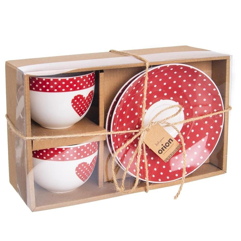Gift set: 2 cups with handle and saucer in gift box