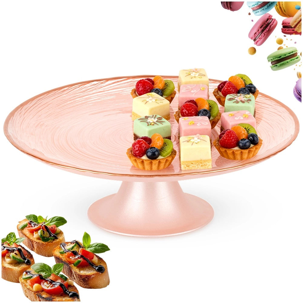 Glass Cake Stand, Pink, 21 cm, Elevated Pedestal