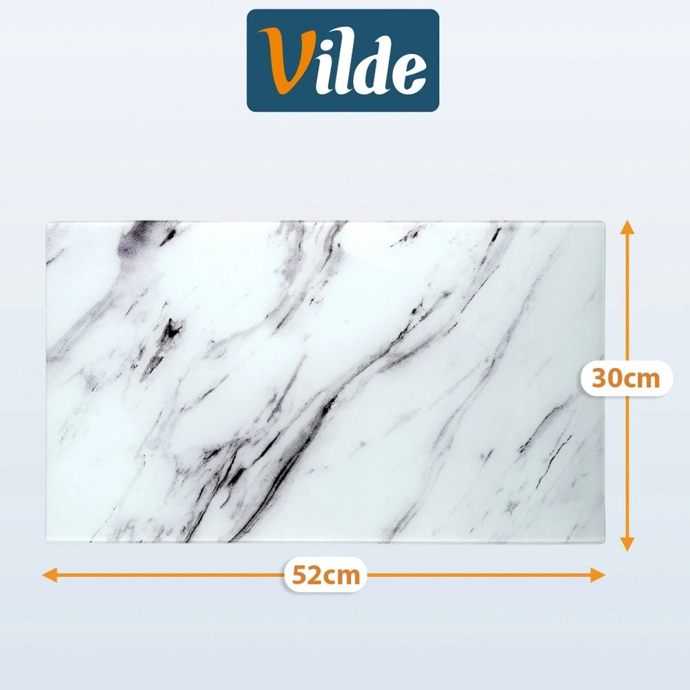 Glass Cutting Boards – White Marble, 60x52 cm, Set of 2