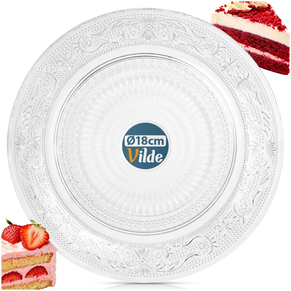 Glass Dessert Plate, 18 cm Diameter, Dishwasher Safe