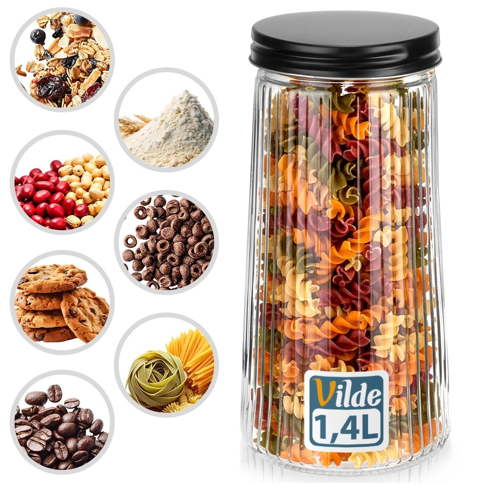 Glass Dry Food Storage Container, 1.4L, Airtight Lid