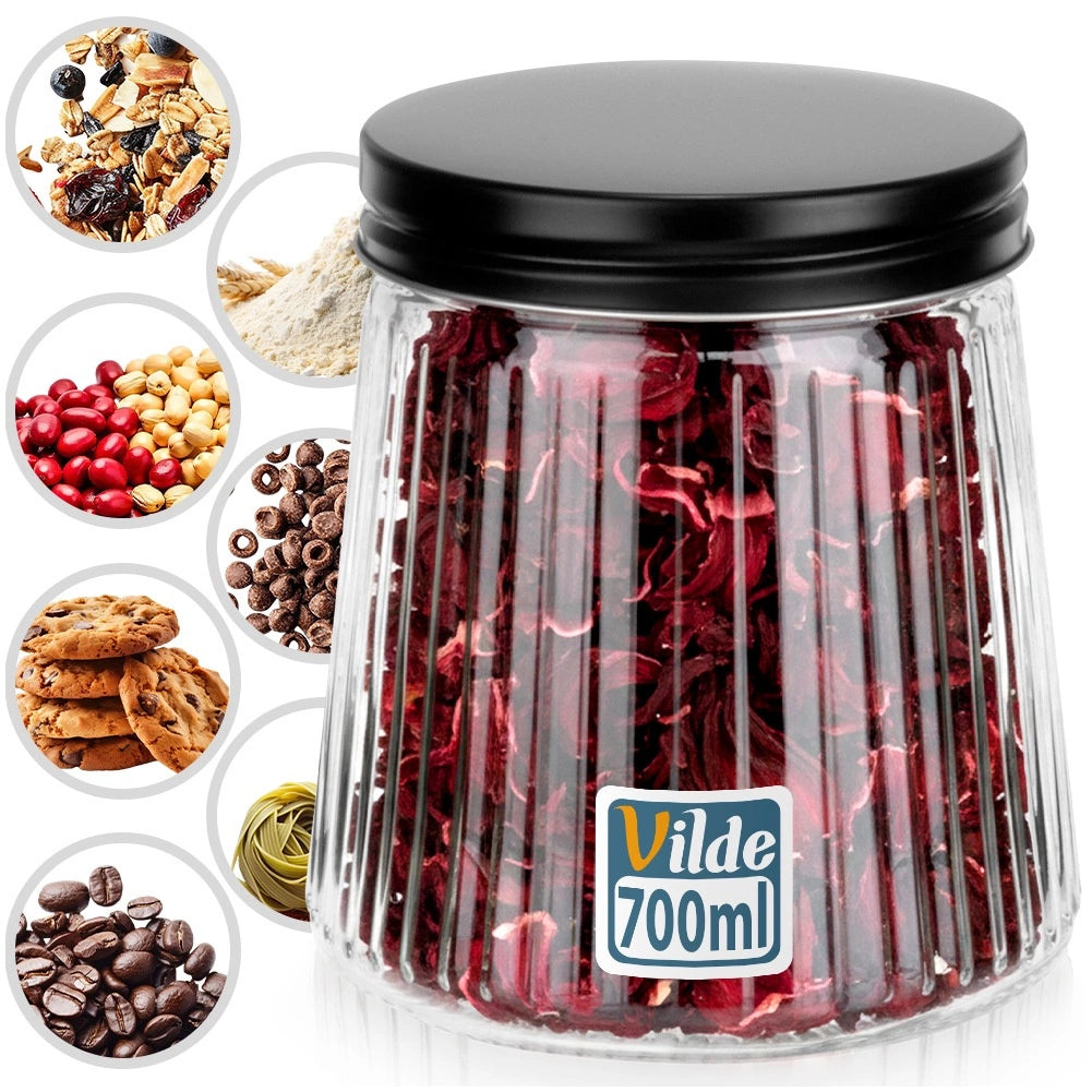 Glass Dry Food Storage Container with Lid, 700 ml