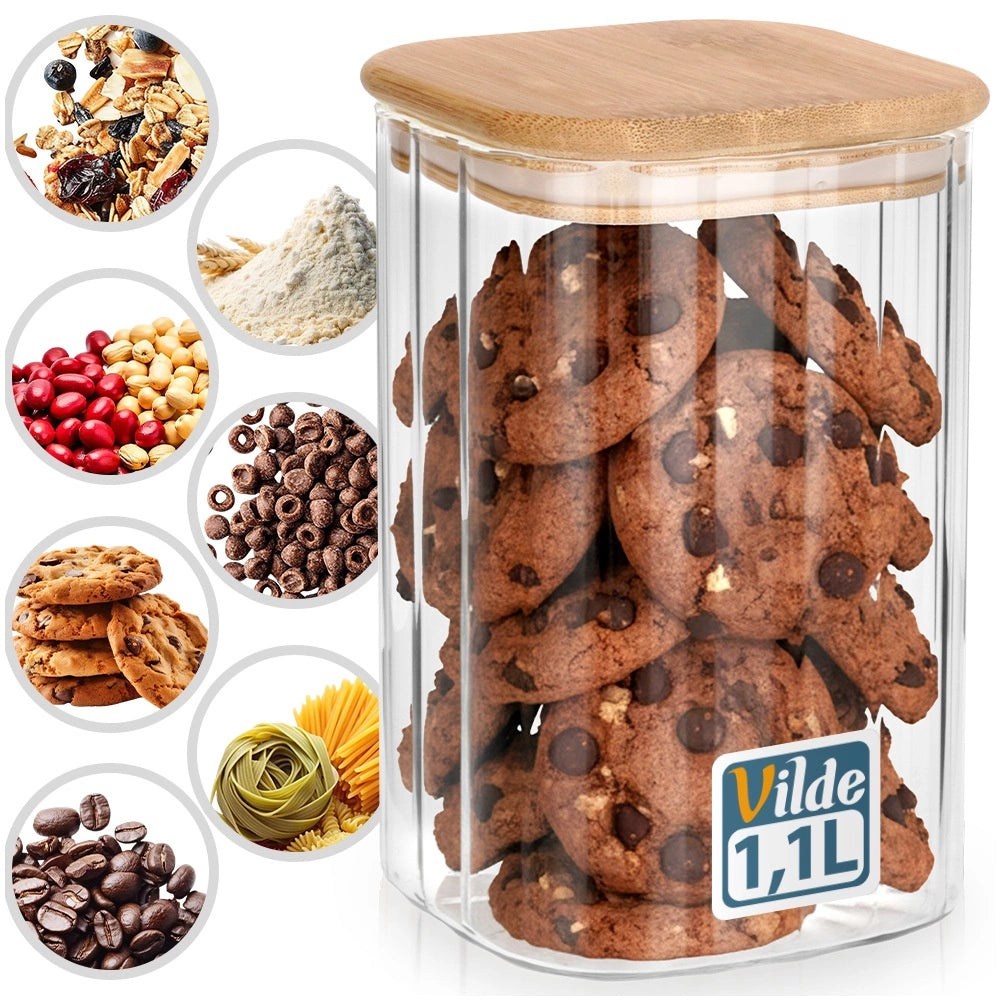Glass Food Storage Container, Airtight, 1.1L Capacity