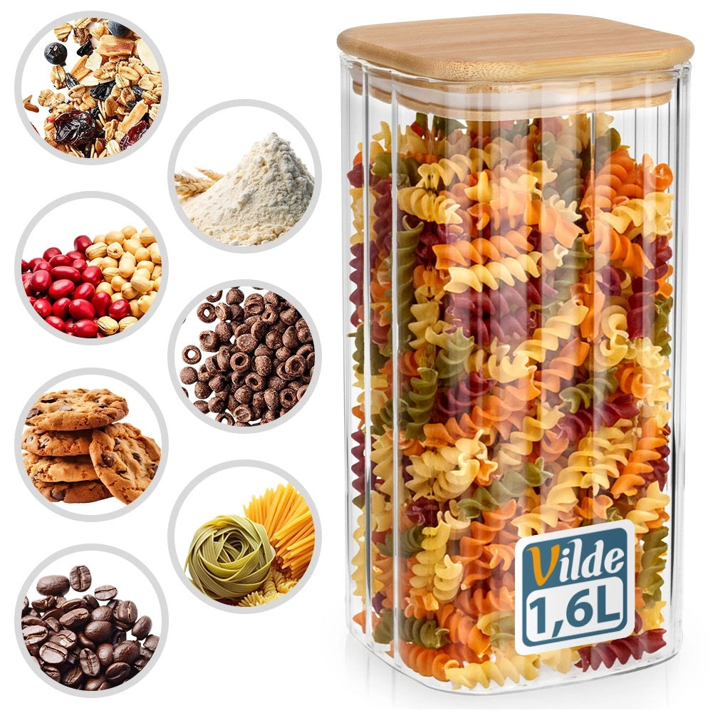 Glass Food Storage Container, Airtight, 1.6L
