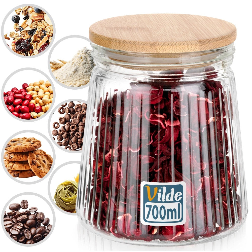 Glass Food Storage Container with Bamboo Lid, 700 ml