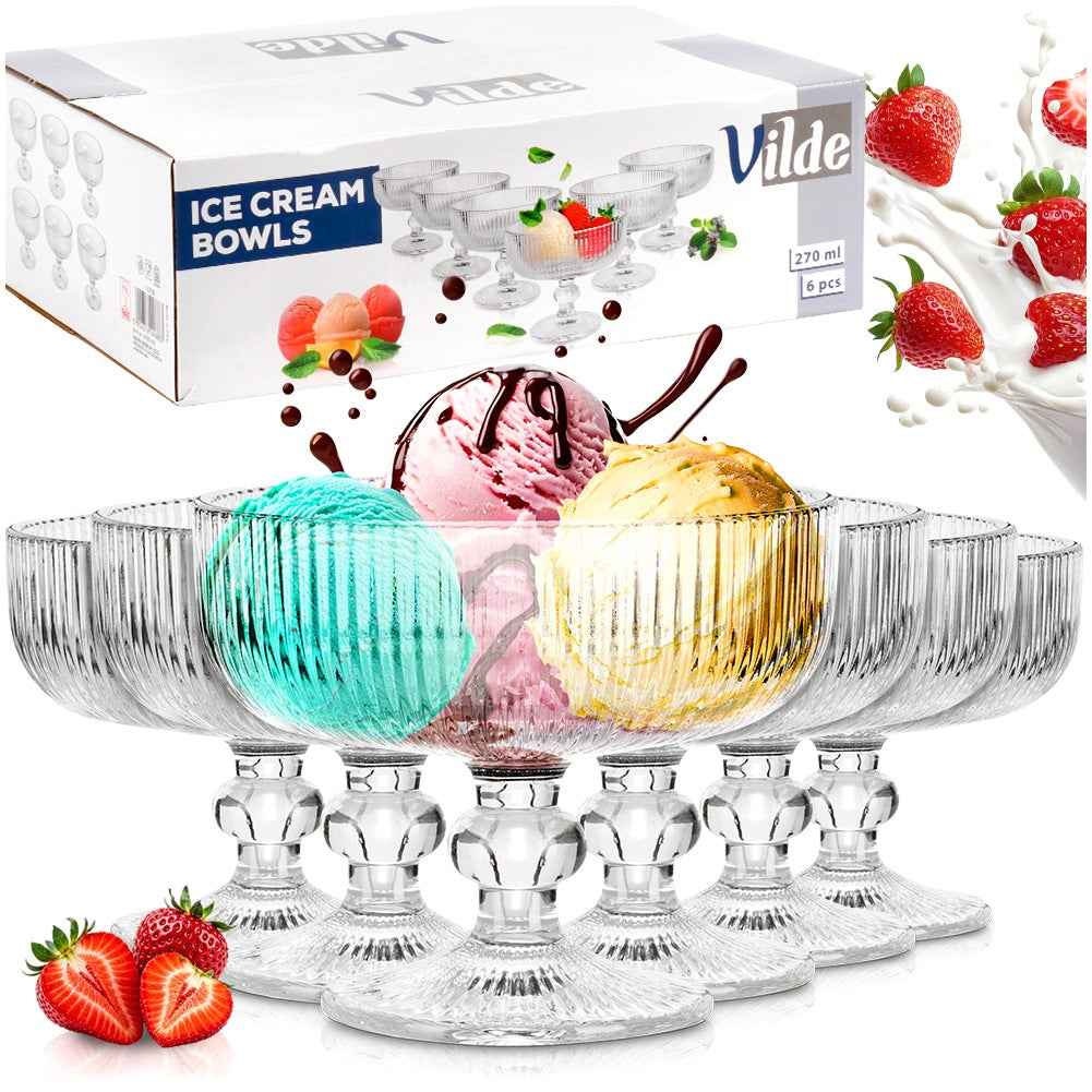 Glass Ice Cream Bowls, 270 ml, Set of 6