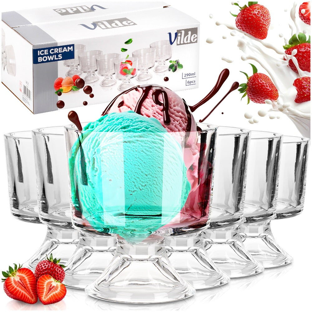 Glass Ice Cream Bowls, 290 ml, Set of 6