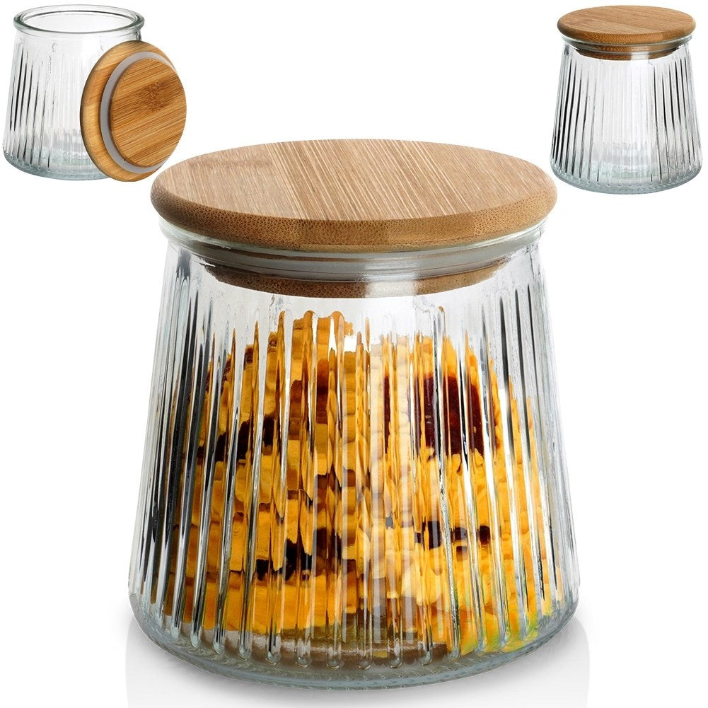 Glass Jar with Bamboo Lid - Tightly Sealed Storage