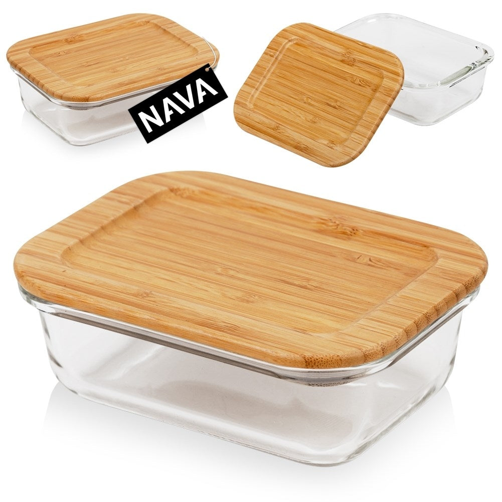 Glass Jar with Bamboo Lid and Sealing Ring for Food Storage