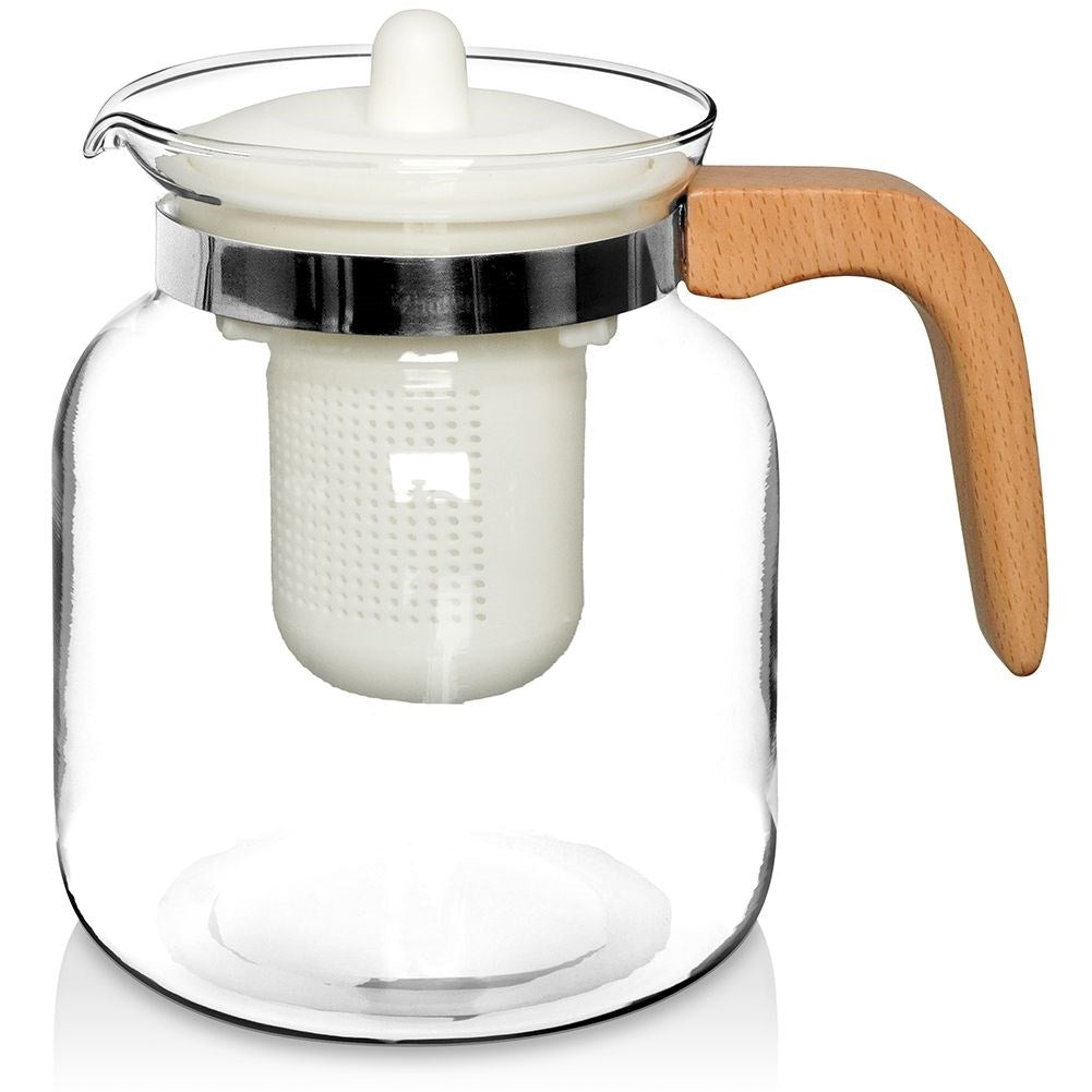 Glass Jug with Removable Infuser, Lid and Wooden Handle
